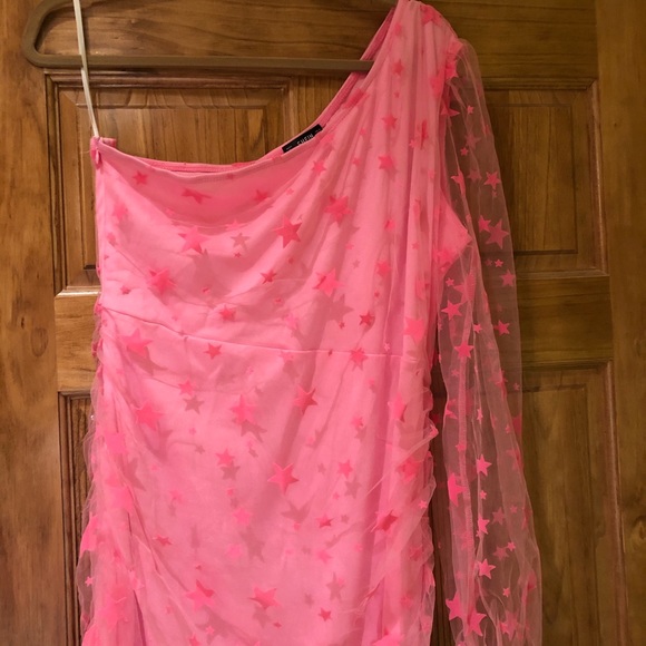 SHEIN One-Shoulder Pink Star Dress - Picture 3 of 9